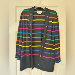 Peter Popovitch Vintage Multicolor Striped Open Cardigan
